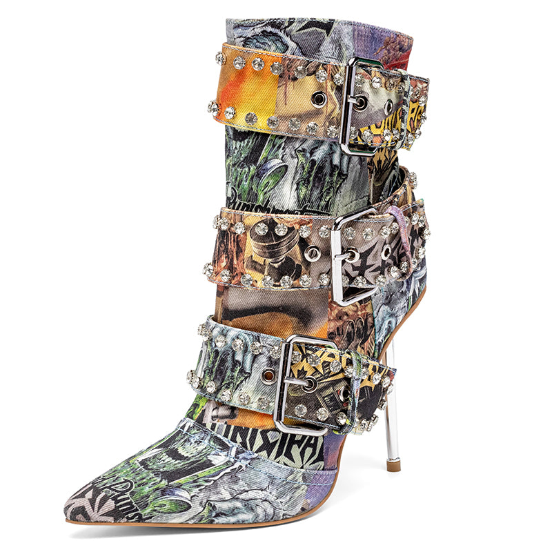 Omine Western Denim Cowgirl Boots