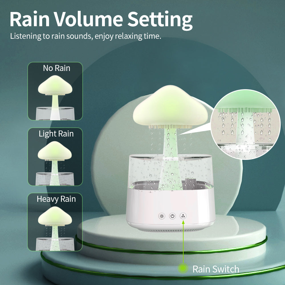 Factory Wholesale New Rain Cloud USB Humidifier Water Drip Mushroom Rain Cloud Diffuser Water Drop Sound Aroma Lamp For Household