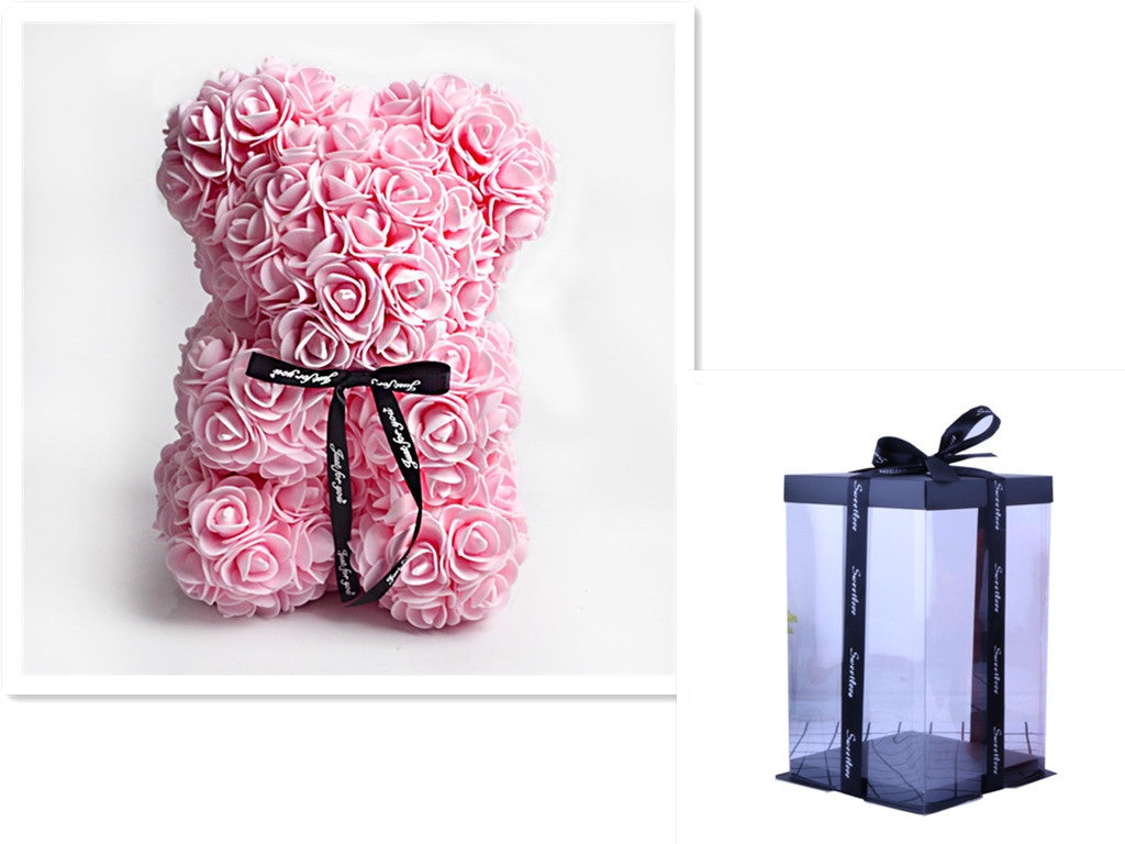 Valentine's Day Gift Rose Bear Eternal Flower Rose Teddy Bear PE Foam Bear 25cm Valentines Day