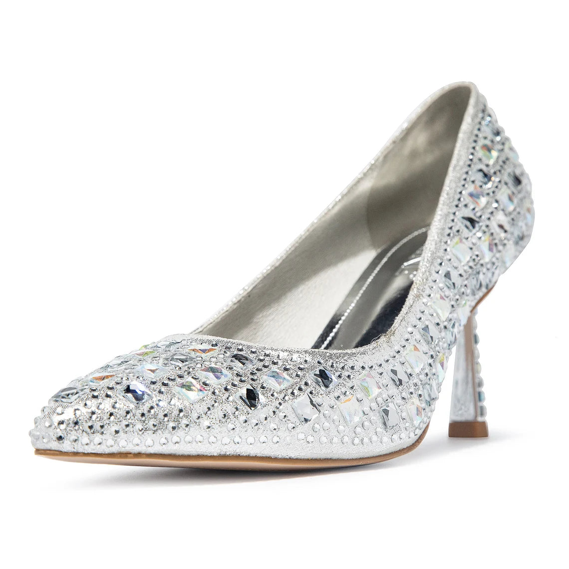 Omine Silver Sparkle Stilettos with Gems