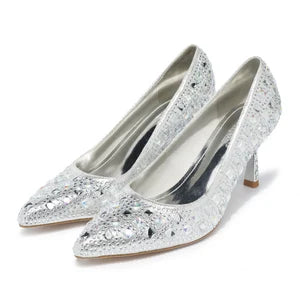 Omine Silver Sparkle Stilettos with Gems