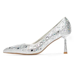 Omine Silver Sparkle Stilettos with Gems