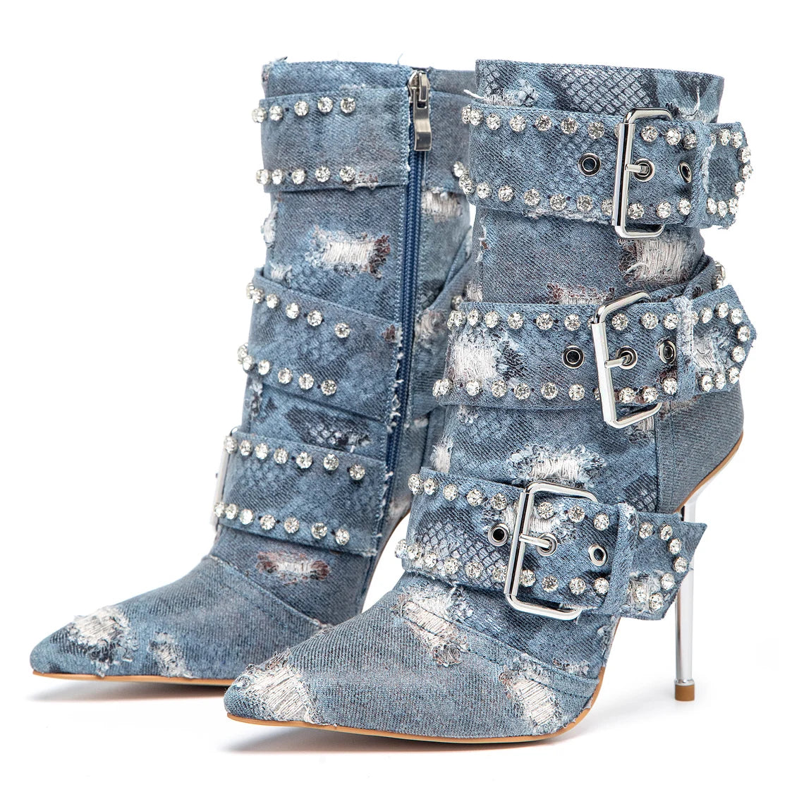 Omine Western Denim Cowgirl Boots